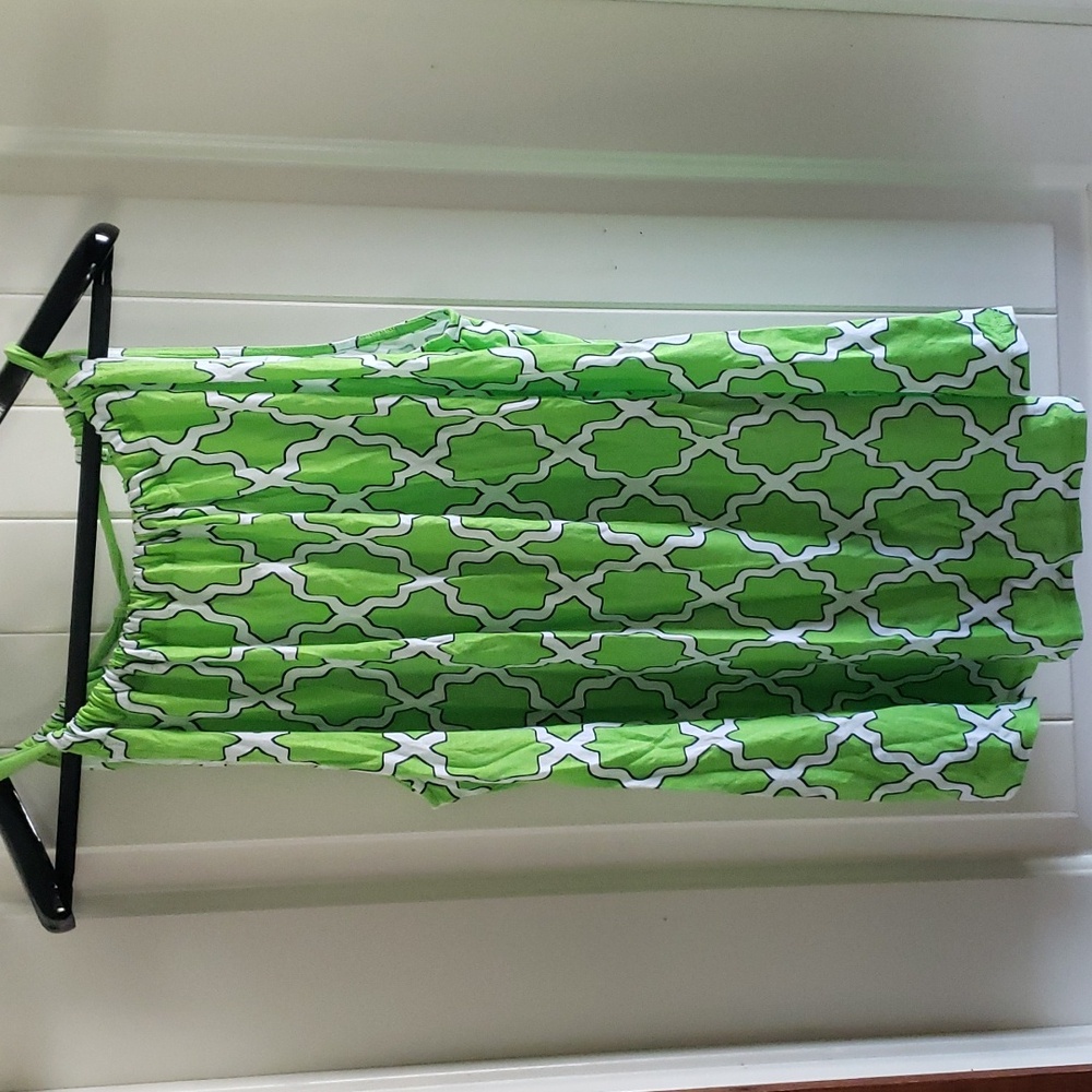 Lime Green, Navy & White Sleeveless Halter